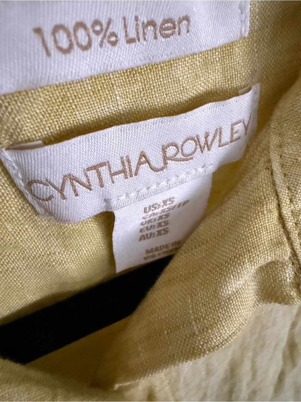 Cynthia Rowley Linen Shirt Yellow Boxy Button Classic Beach - Picture 3 of 3